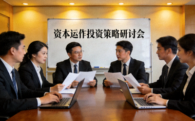 资本运作会议中团队正在讨论投资策略